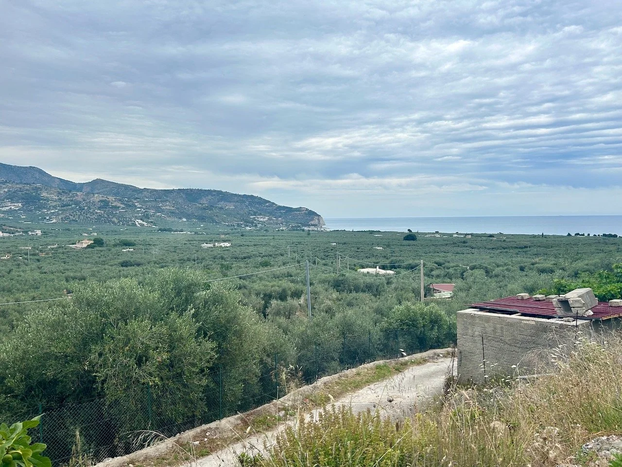 Starting to climb Mount Saraceno and looking across to where we started earlier on