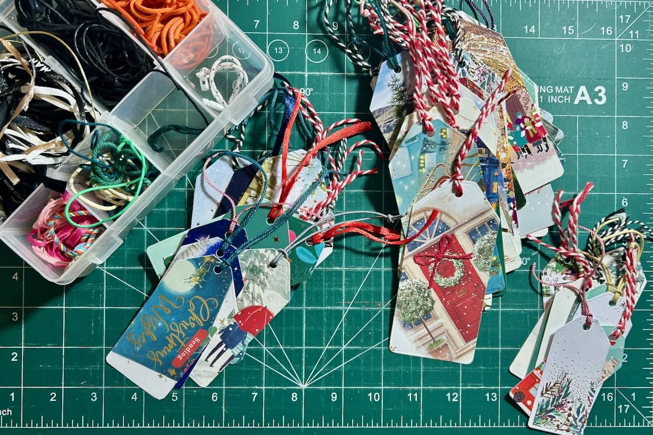 Recycling Christmas cards into gift tags