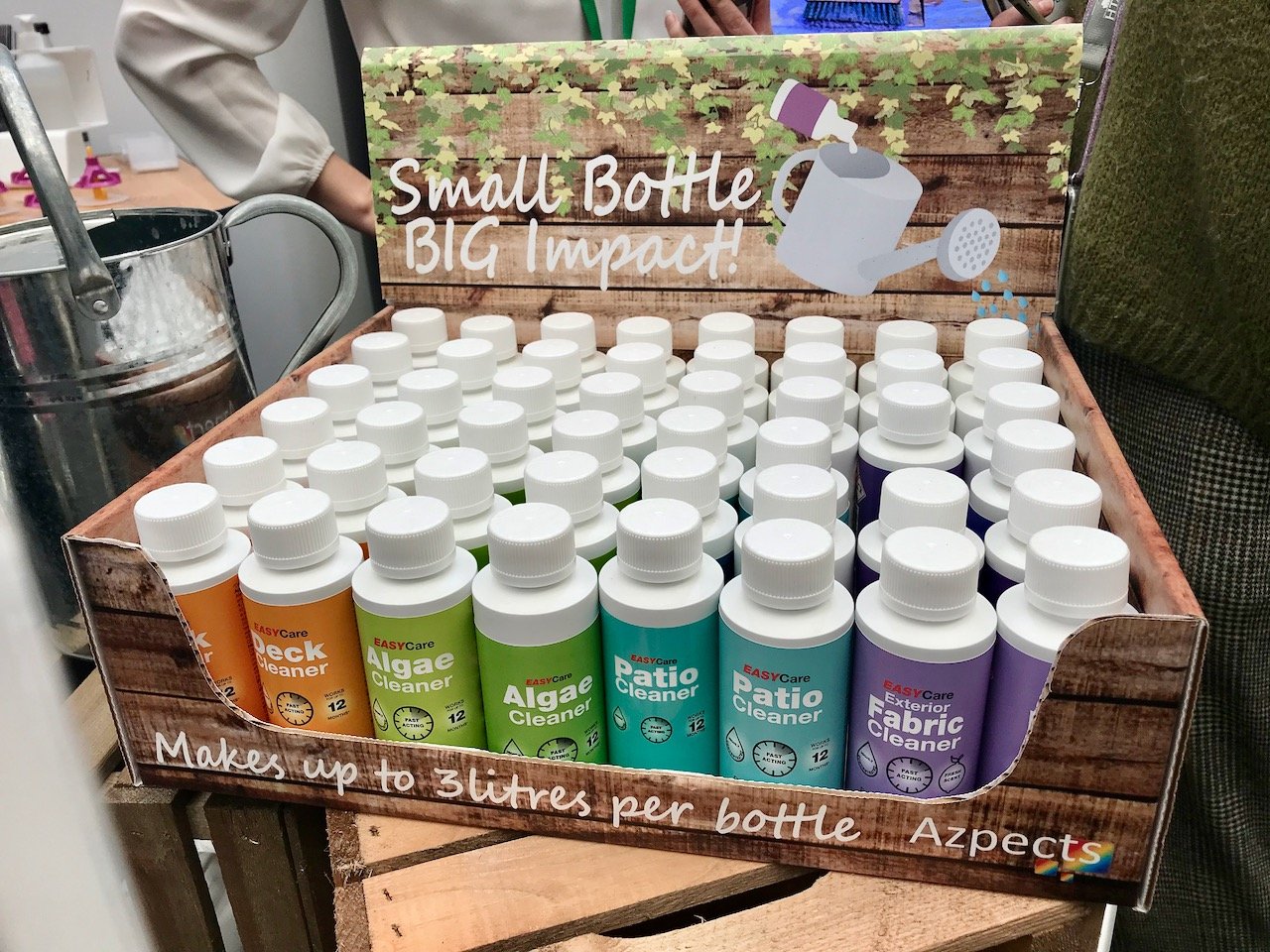 Small bottles of Big Impact for deck, algae, patio & fabric cleaners