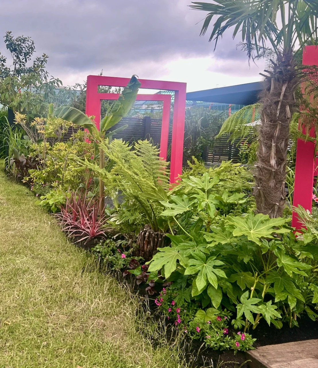 Looking along the side border of the show garden