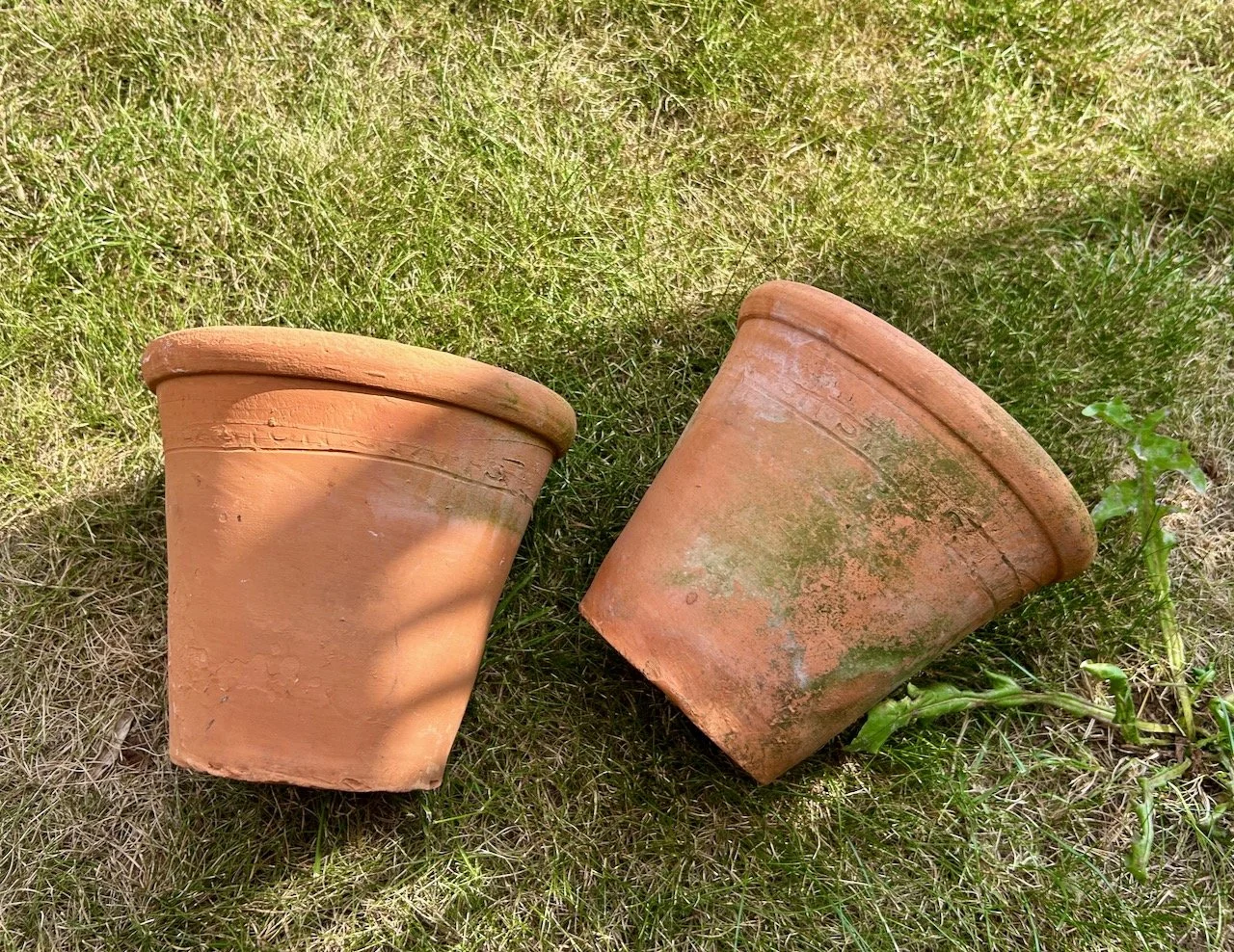 Victorian terracotta pots on the grass