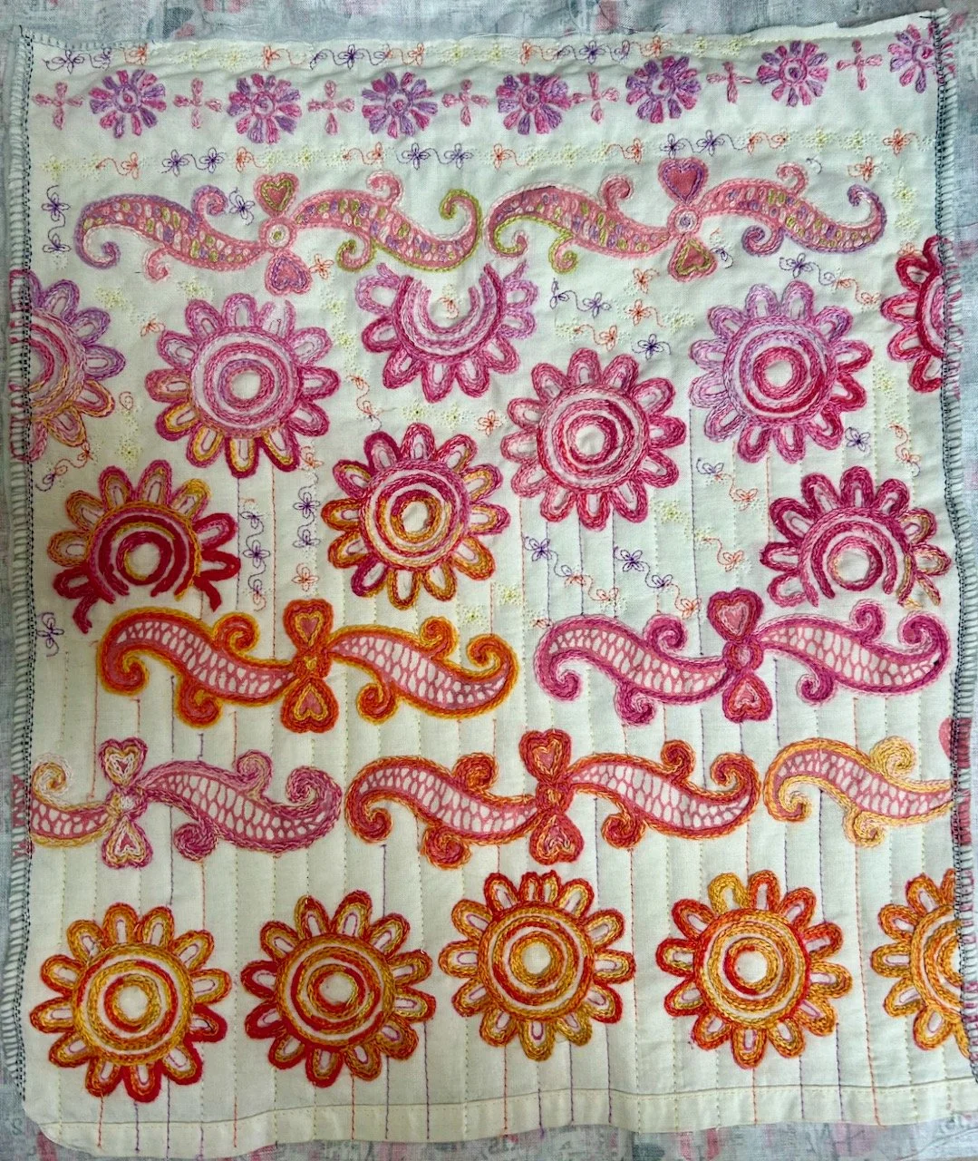 The quilted embroidered piece