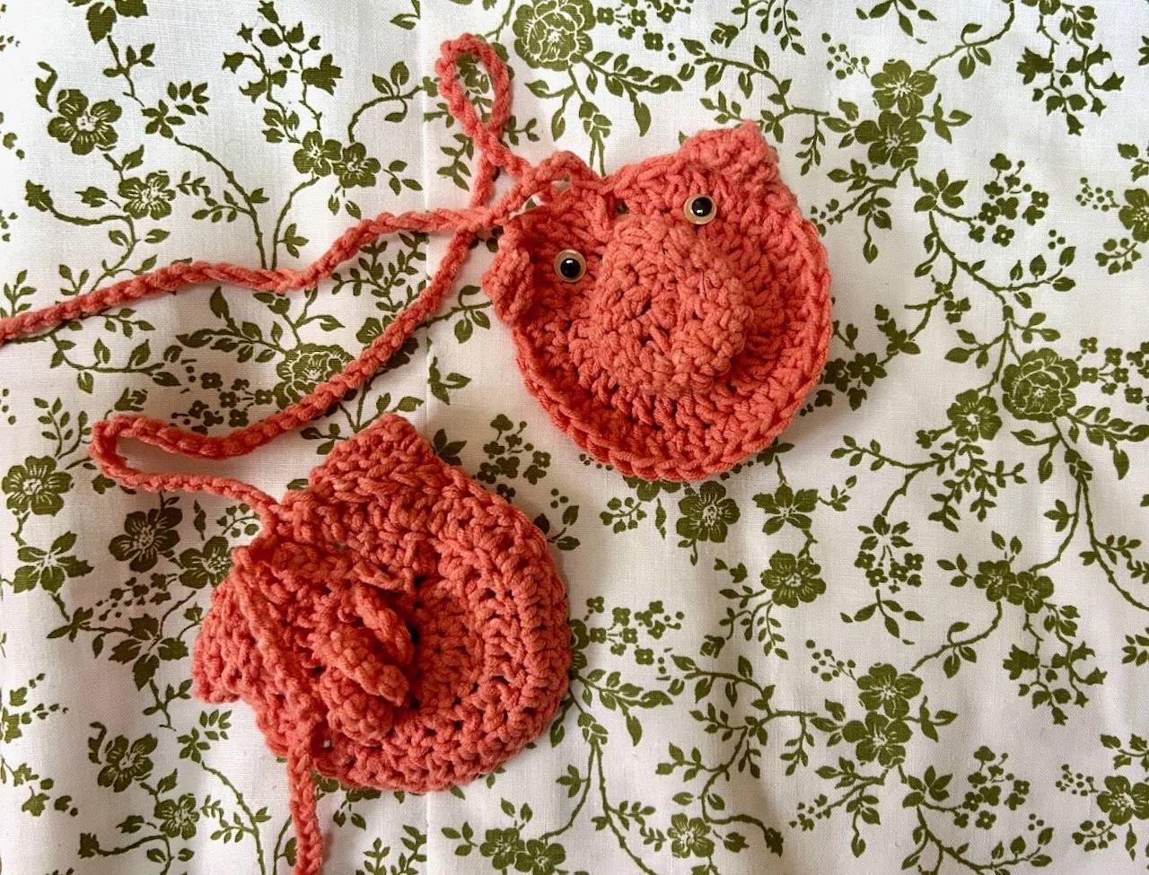 Two pigs on my garland -a work in progress