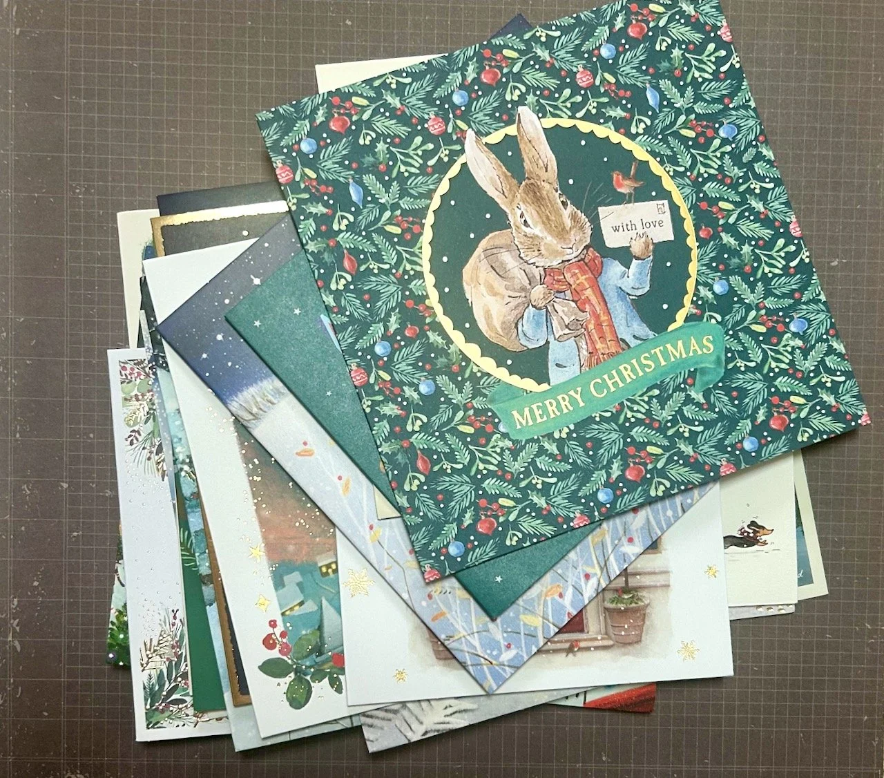 A pile of christmas cards ready for recyling