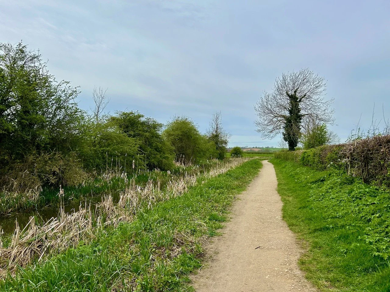Leaving Hickling on the canal path with the canal to our left