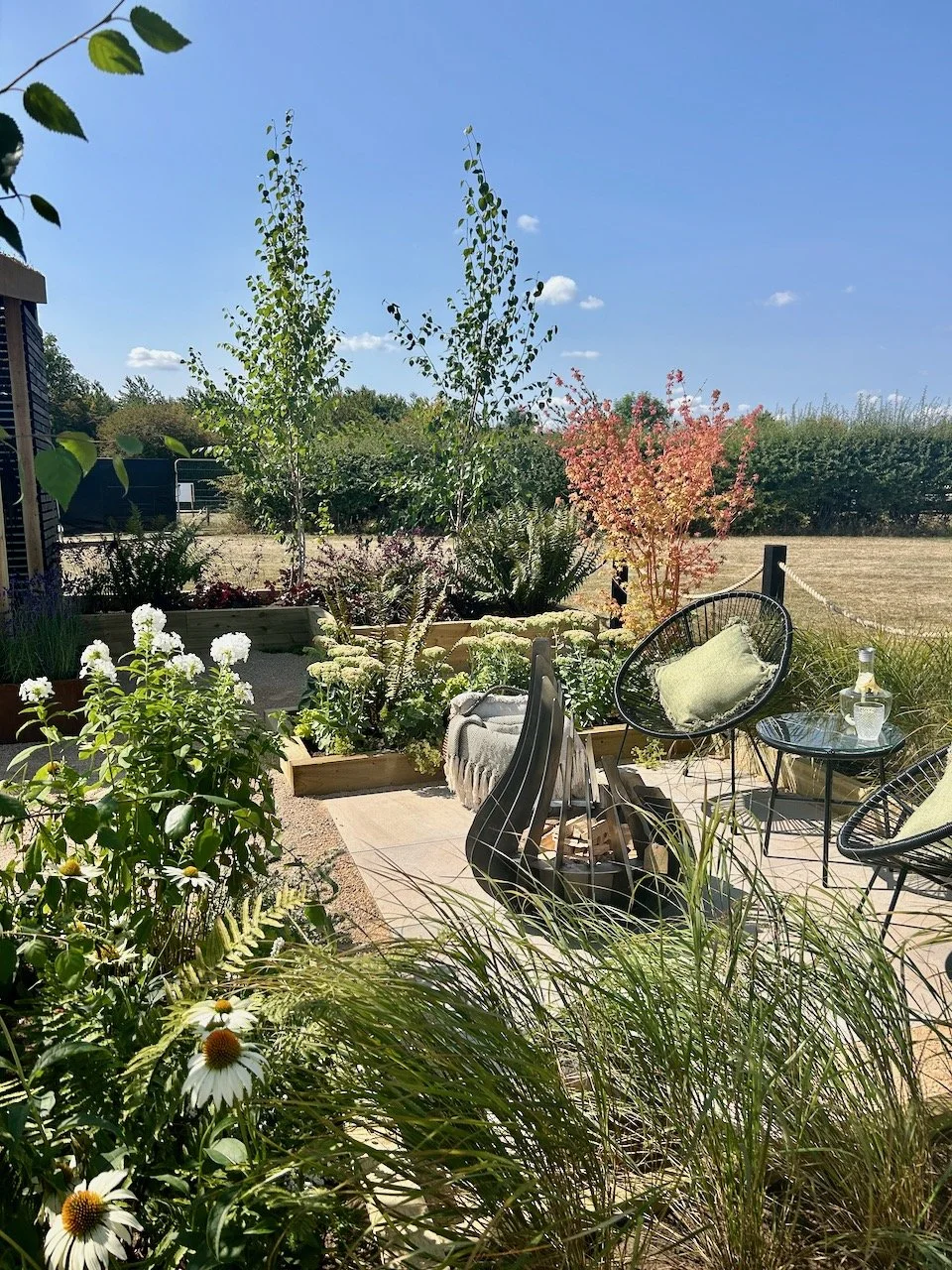 the relaxed seating area of the Stamford Landscapes show garden
