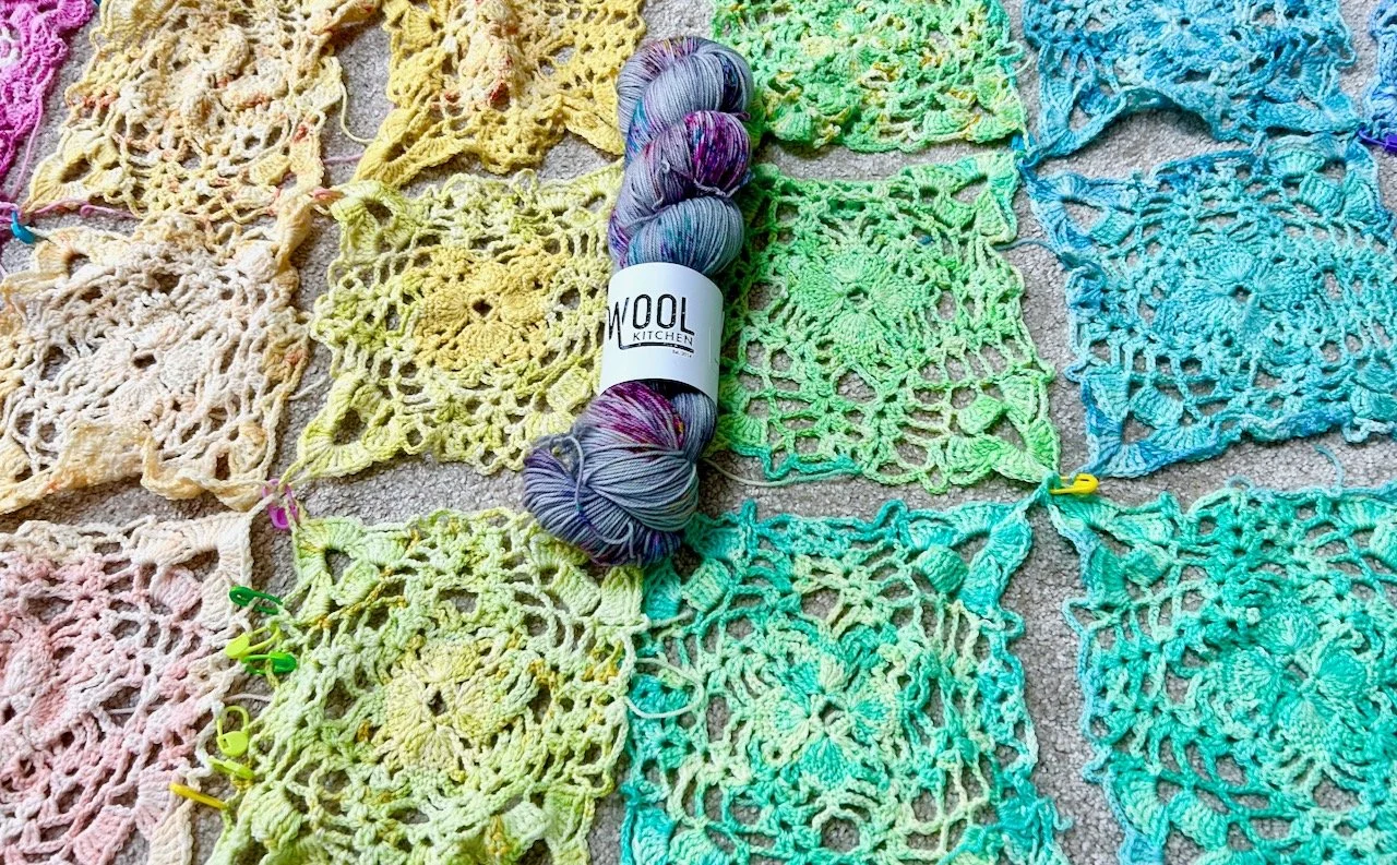 The new grey & multi colour flecked addition laid in the middle of the yellow and green squares