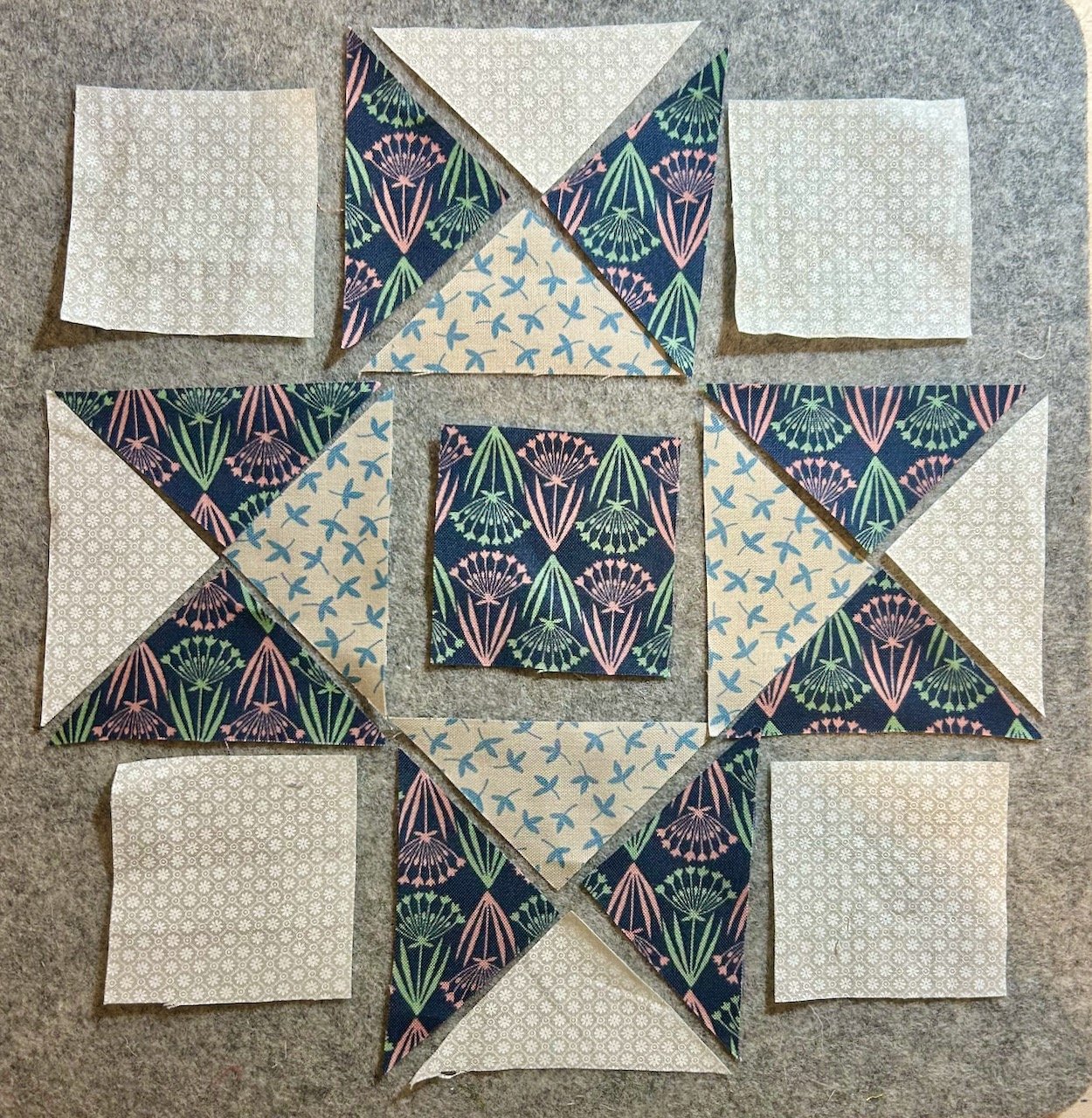 laying out the component elements for the ohio star block