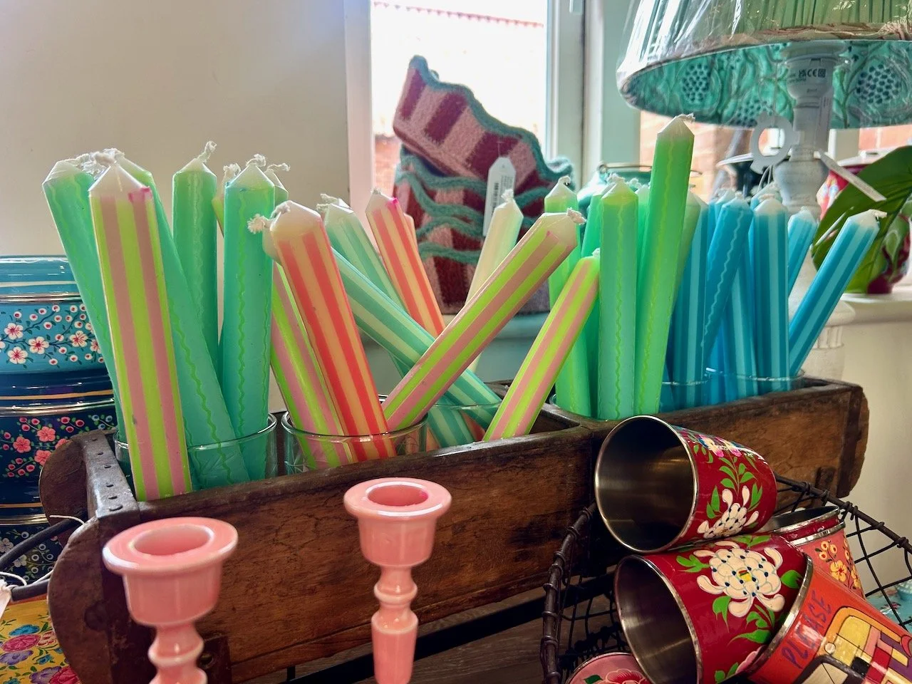 candy coloured striped candles