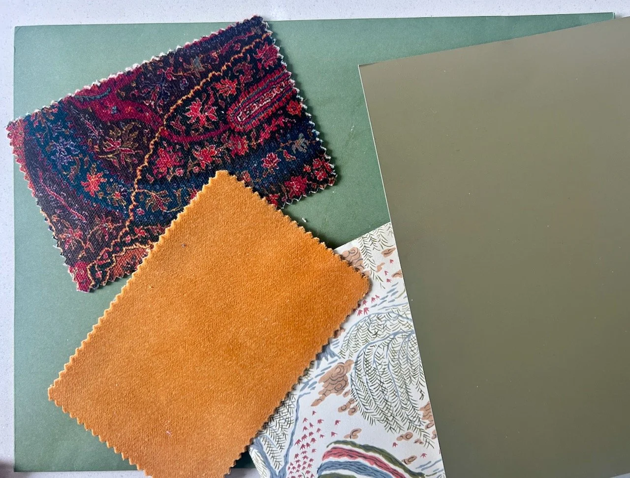 Adding the sofa samples alongside the potential wall colours