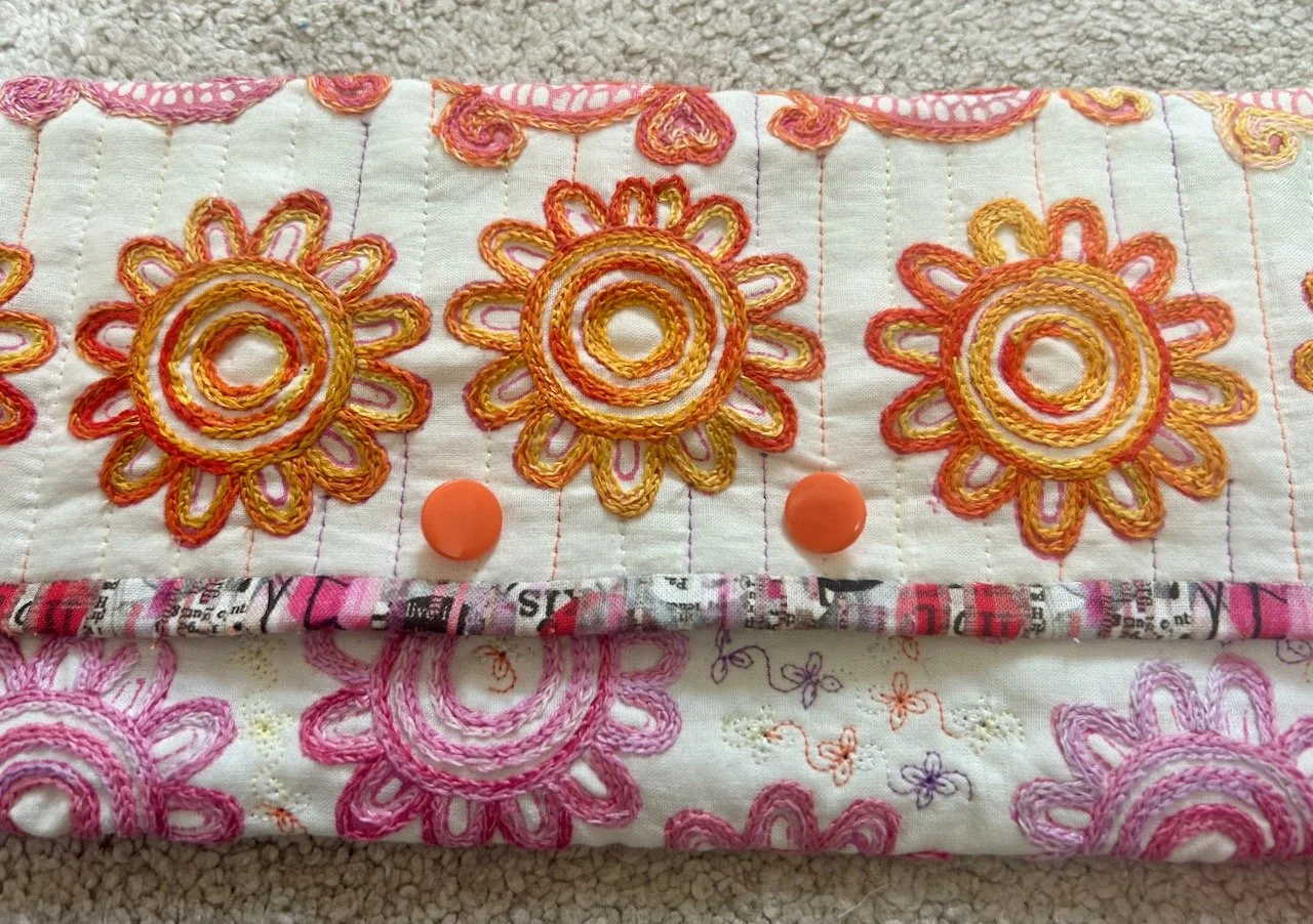 Testing out placement of poppers on the front of the pouch