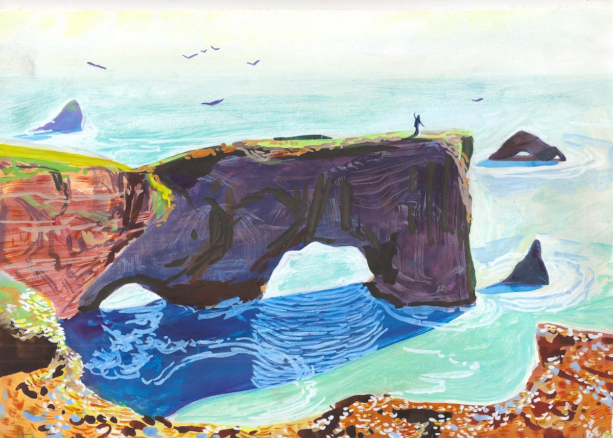 Hello, Iceland 11.5x8.25, acrylic ink on paper