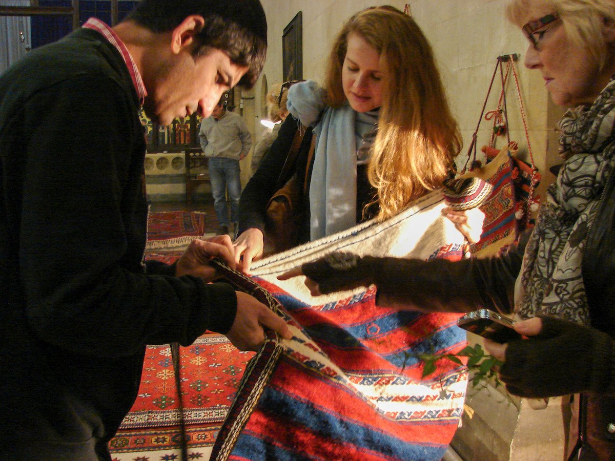  Inspecting tapestries created by the DOBAG Project (Istanbul, 2013). 