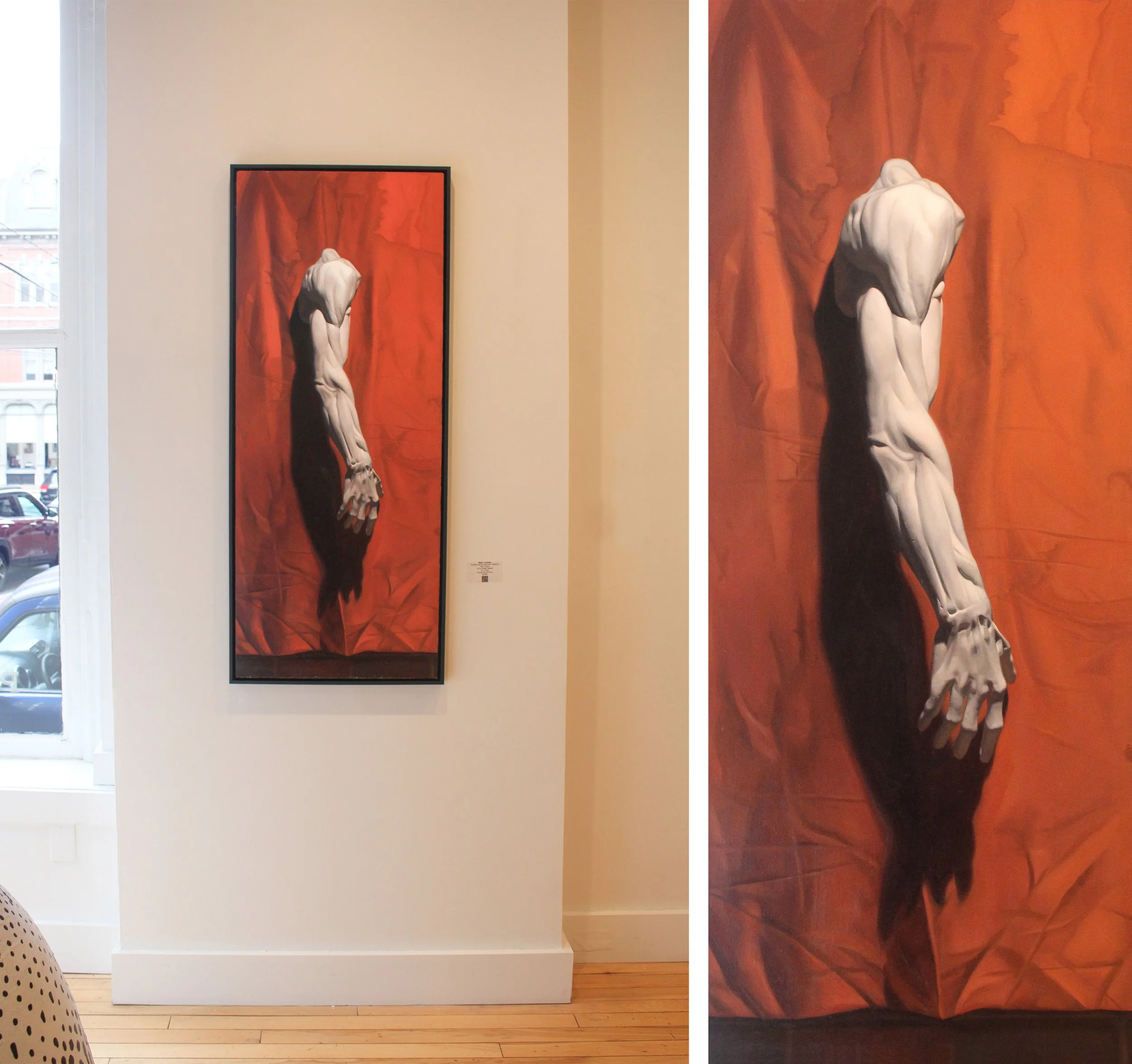   Trompe-l'œil Écorché Arm , 2025 Oil on panel, 25 × 50 in (63 × 127 cm)   