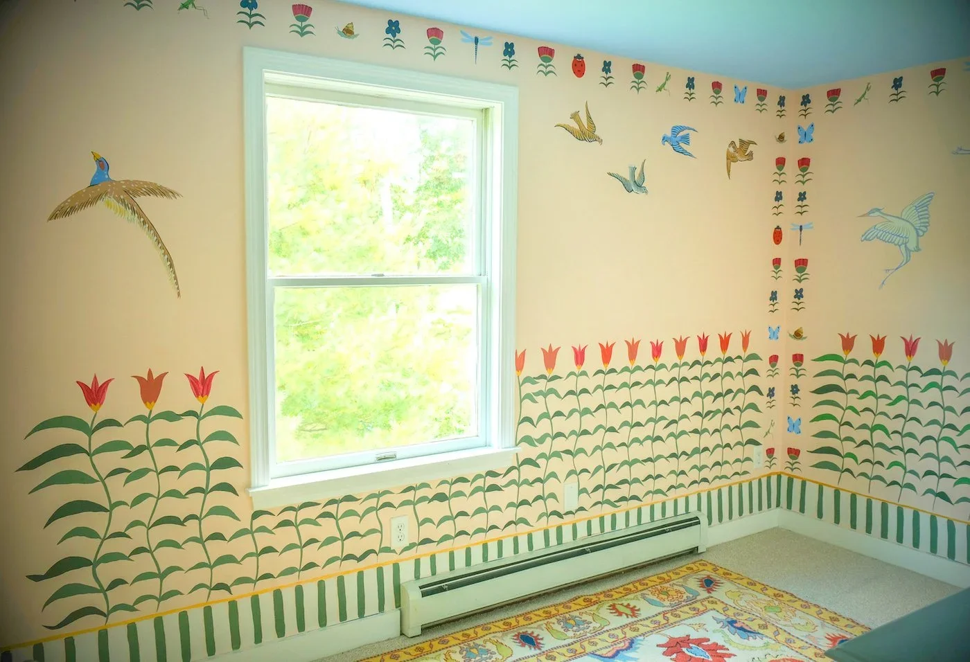   Nursery Mural , 2023 Reclaimed discarded house paint Project:  Childhood/Motherhood      