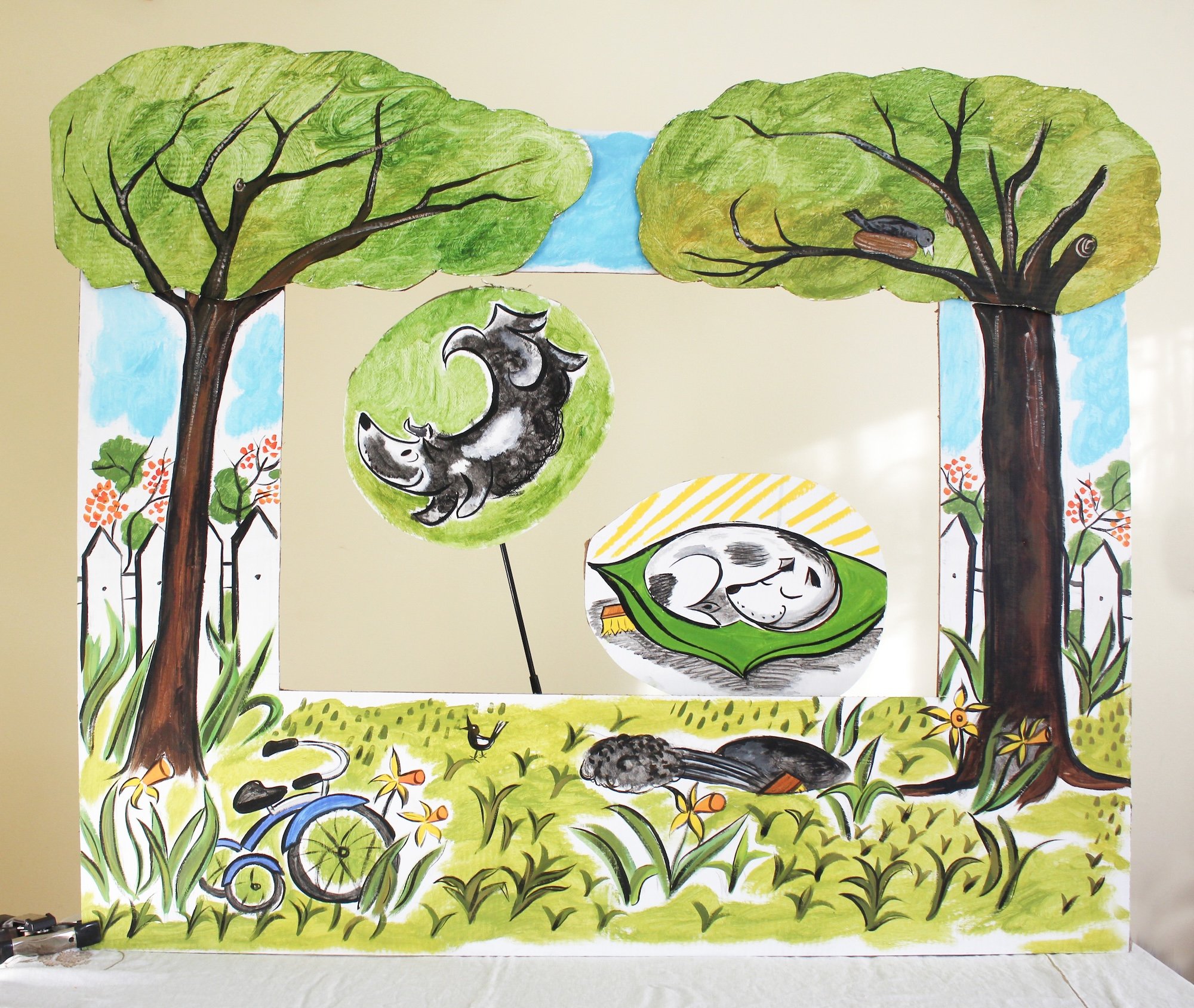    Harry the Dirty Dog  Puppet Theatre , 2025 Constructed from cardboard and acrylics Project:  Child/Motherhood    