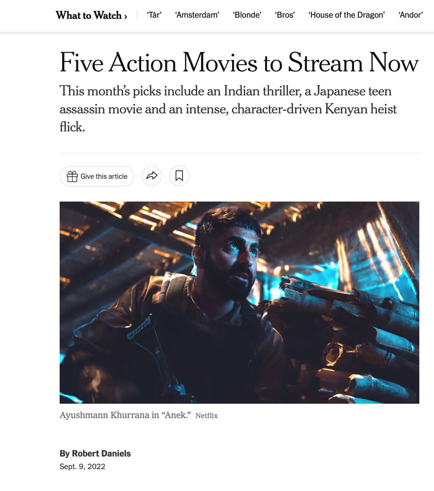 Five Action Movies to Stream Now - The New York Times