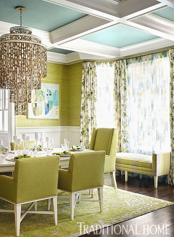 Julie's work in the beautiful dining room designed by Skye Kirby Westcott and Tina Anastasia.