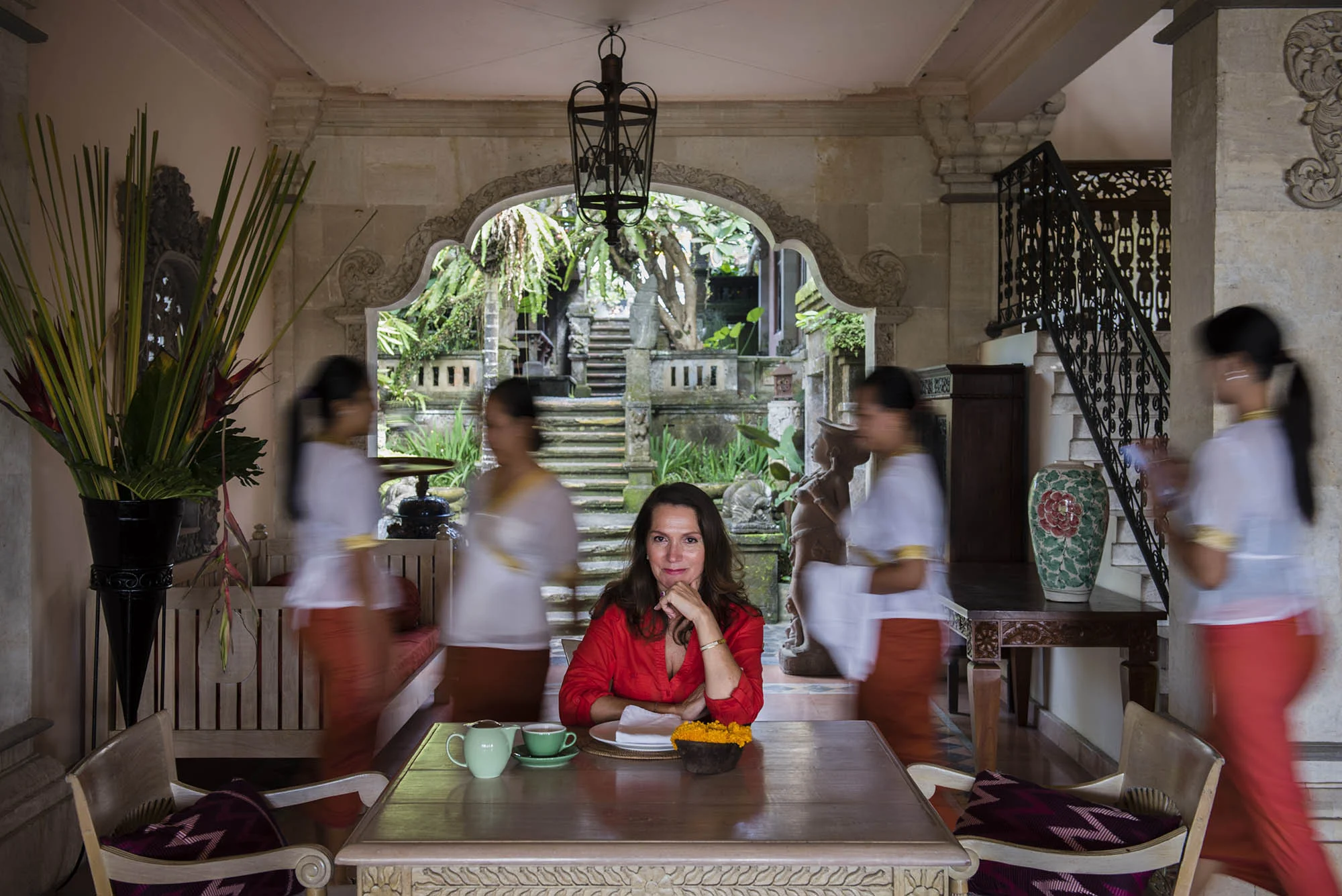 Janet Deneefe writer/ Ubud Writers and Readers Festival founder Editorial portrait for Harpers Bazaar Indonesia, 2015
