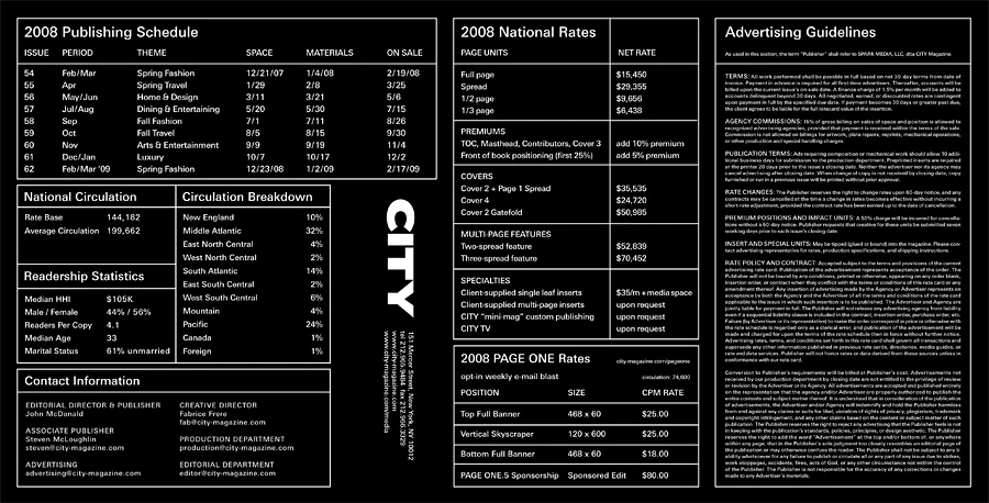 Tri-fold Media Kit brochure. 2008.