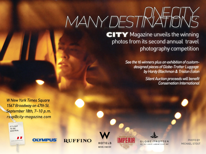  One City, Many Destinations photo contest NYC event invitation. 2008. 
