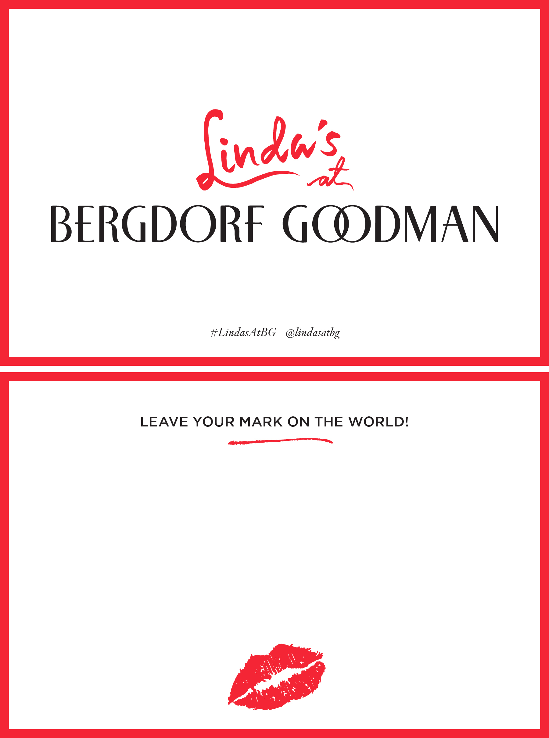  Linda’s at Bergdorf Goodman Gift with Beauty Purchase Notecard. 6 x 4” Blind Letterpress. Design. 