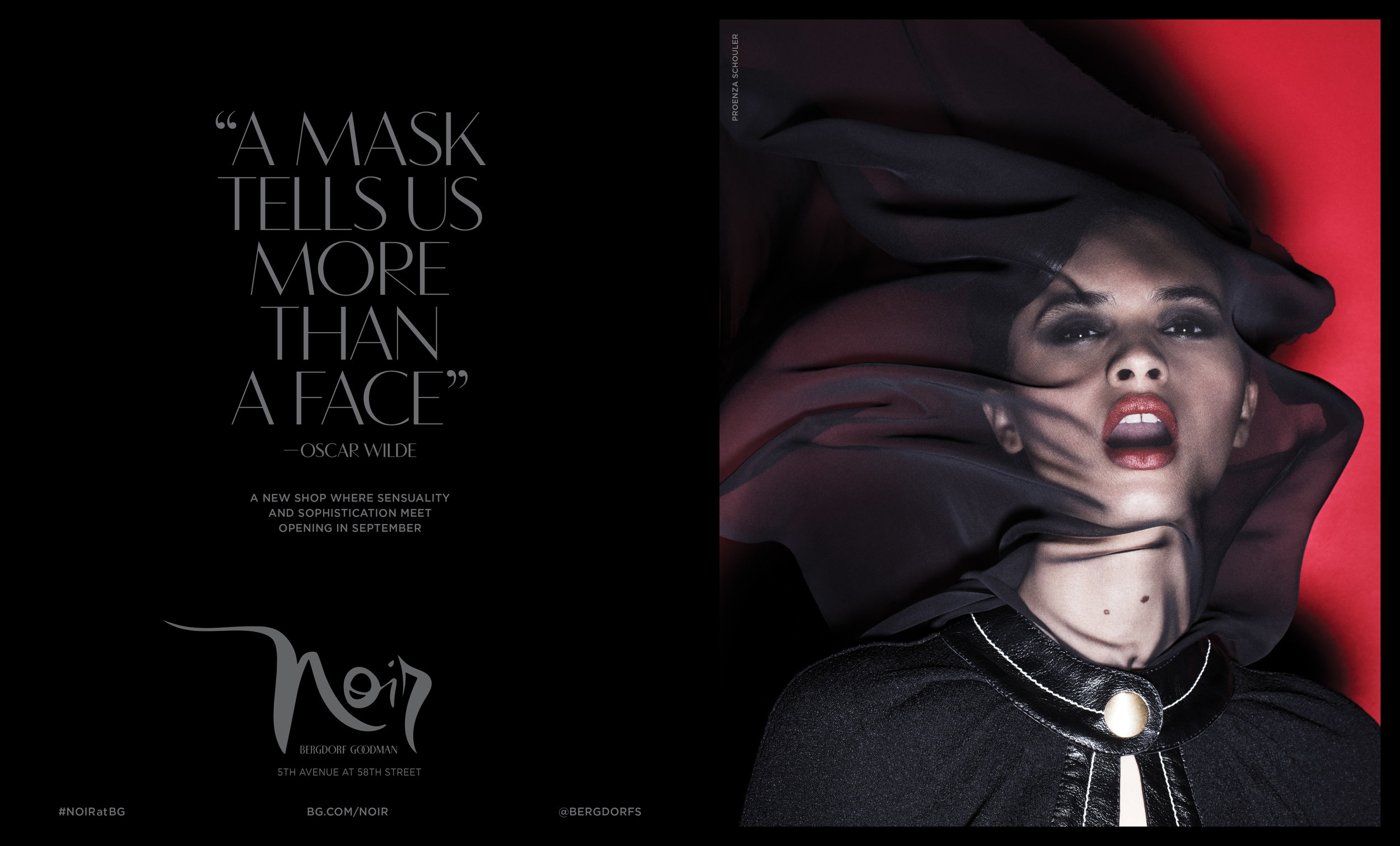  Noir campaign advertisement for  Vogue ’s September Issue. 18 x 10.875”. Design and implementation of all-new typefaces into the BG identity. Creative Director Katia Kuethe, Photographer Paola Kudacki, Fashion Editor Anne Christensen. 