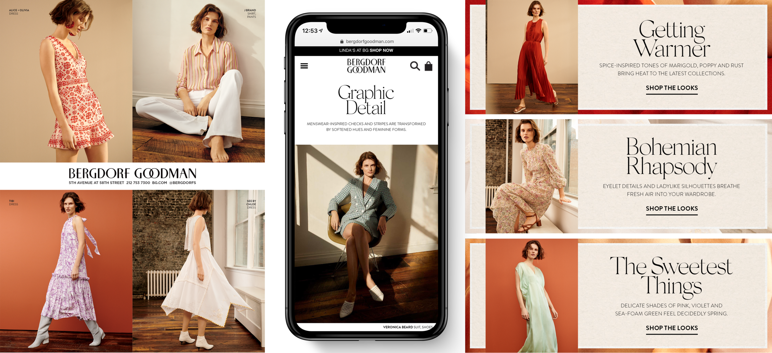 5F campaign New York magazine single-page ad, Mobile iteration of Digital Lookbook and .com Graphic Headers. Design and On-Set Art Direction. Consulting Creative Director Ashley Sargent Price, Photographer Alexandra Nataf, Fashion Stylist Deborah Watson.