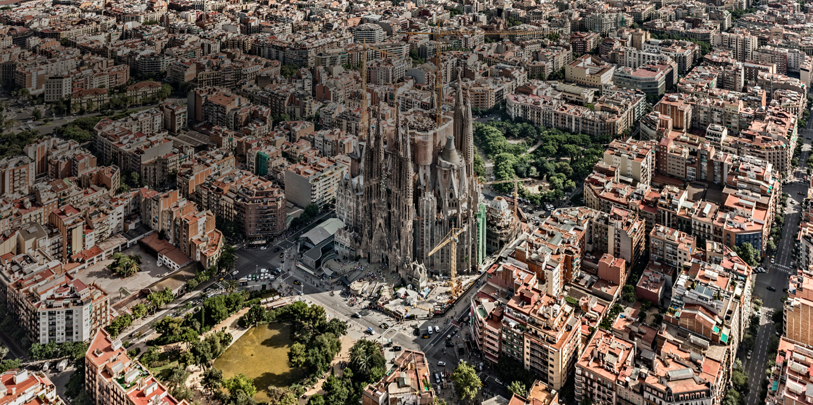 Aerial view of the Sagrada Familia