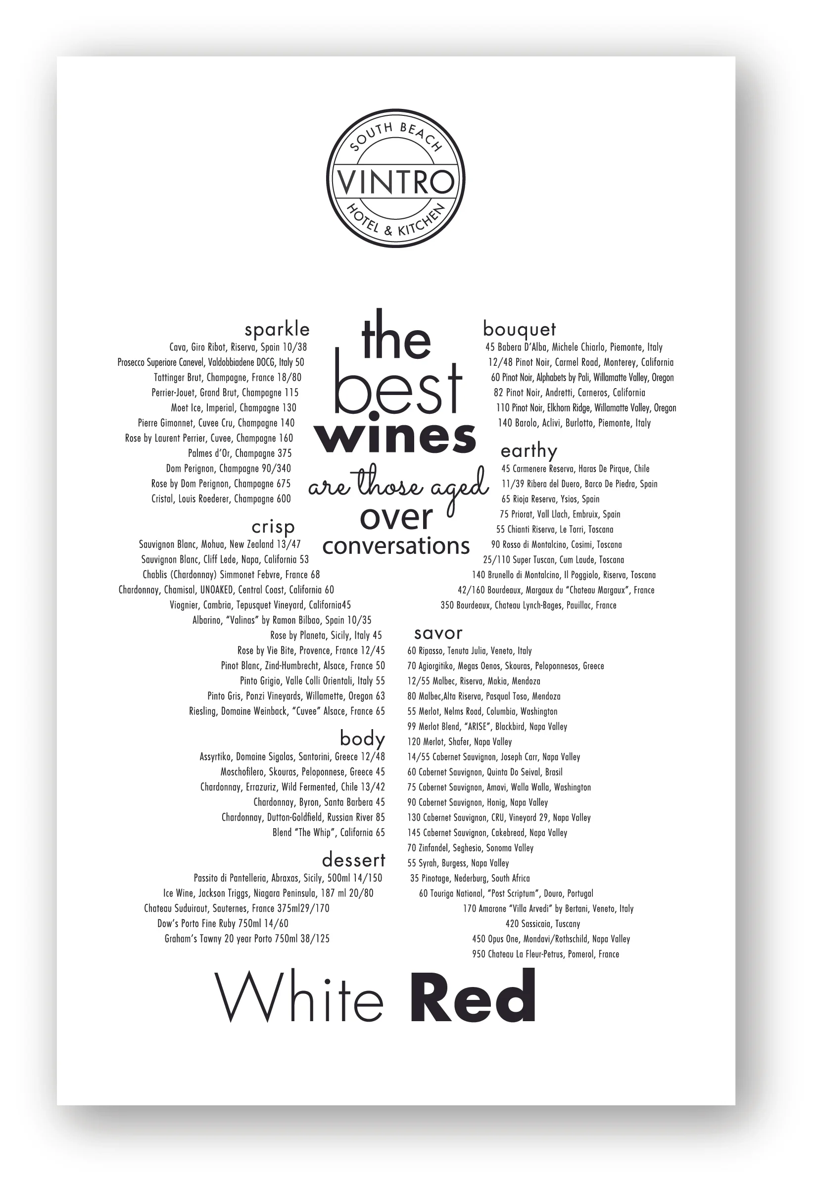 wine list