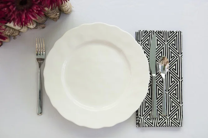 dinner napkin black and white patterened