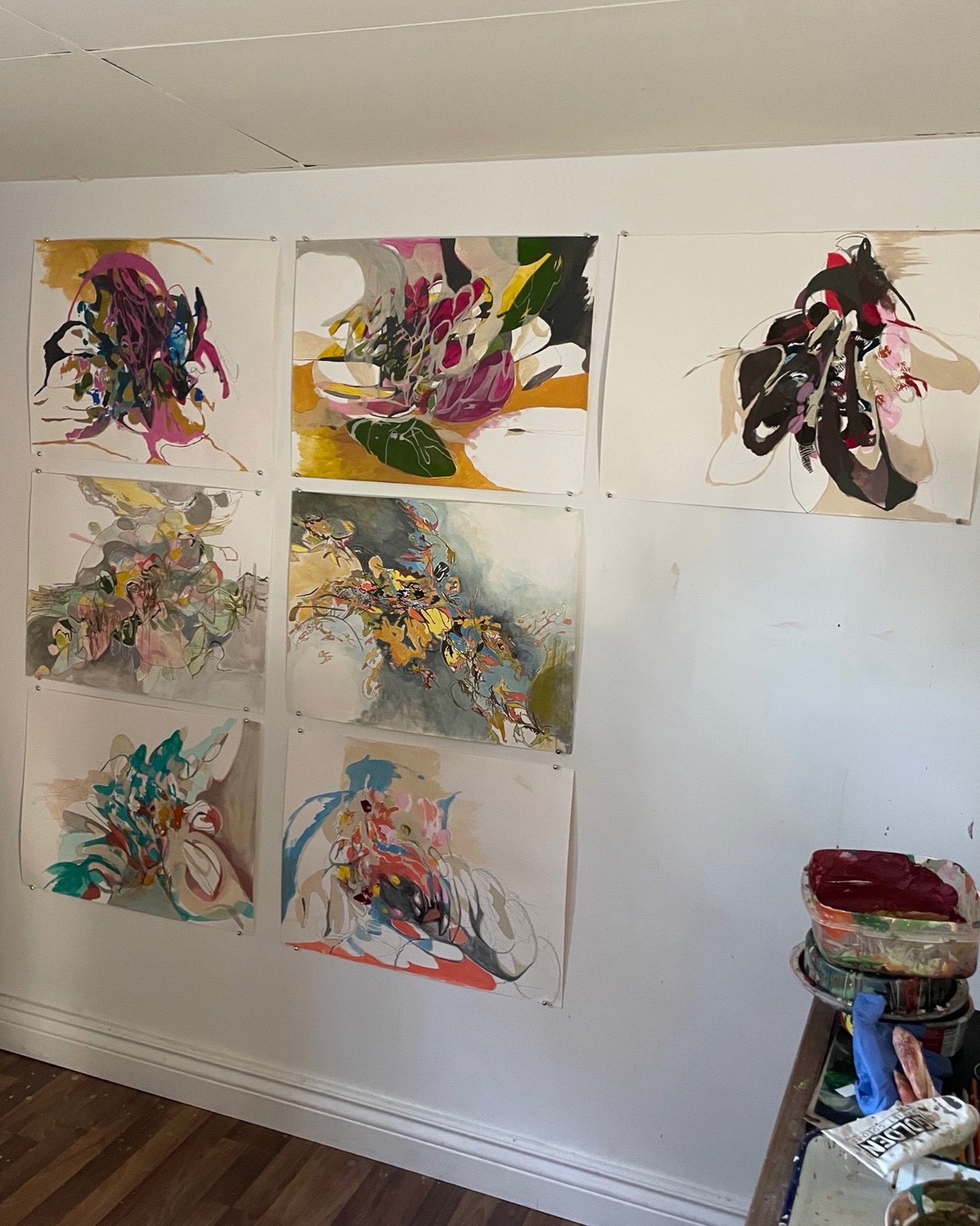 Studio wall filling up.

Works on paper continues