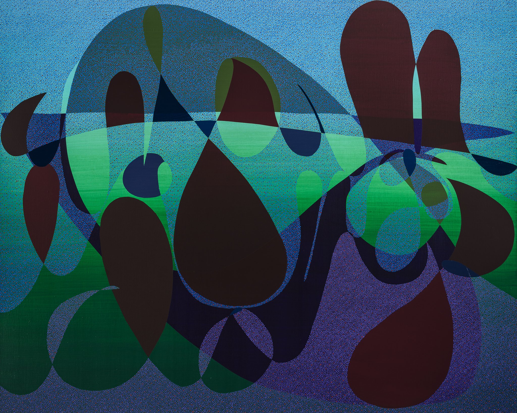   tld tln , 2022  Acrylic on linen  40h x 50w IN   