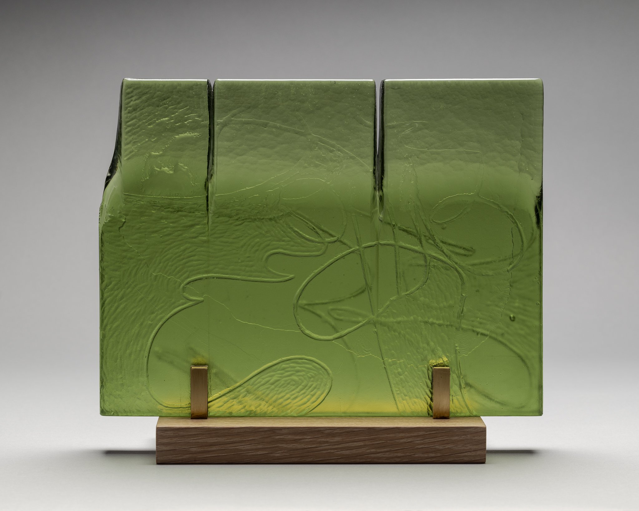   wyian-ianwy (Olivine) , 2025  Cast glass  11h x 14w x1.5d   