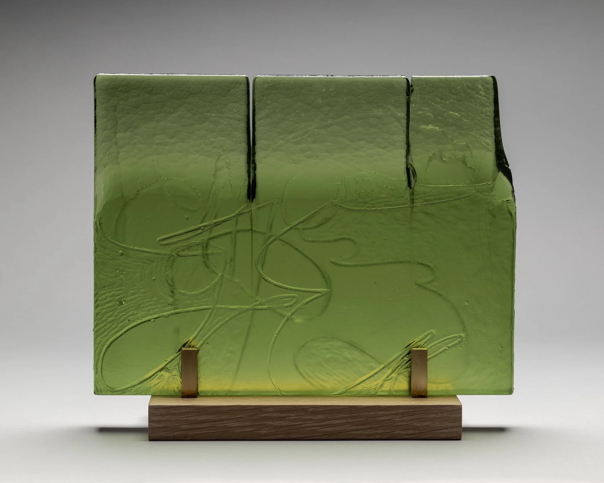   wyian-ianwy (Olivine) , 2025  Cast glass  11h x 14w x1.5d   