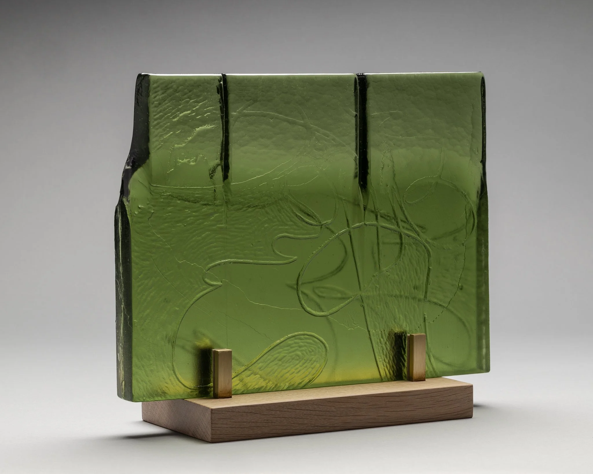   wyian-ianwy (Olivine) , 2025  Cast glass  11h x 14w x1.5d   