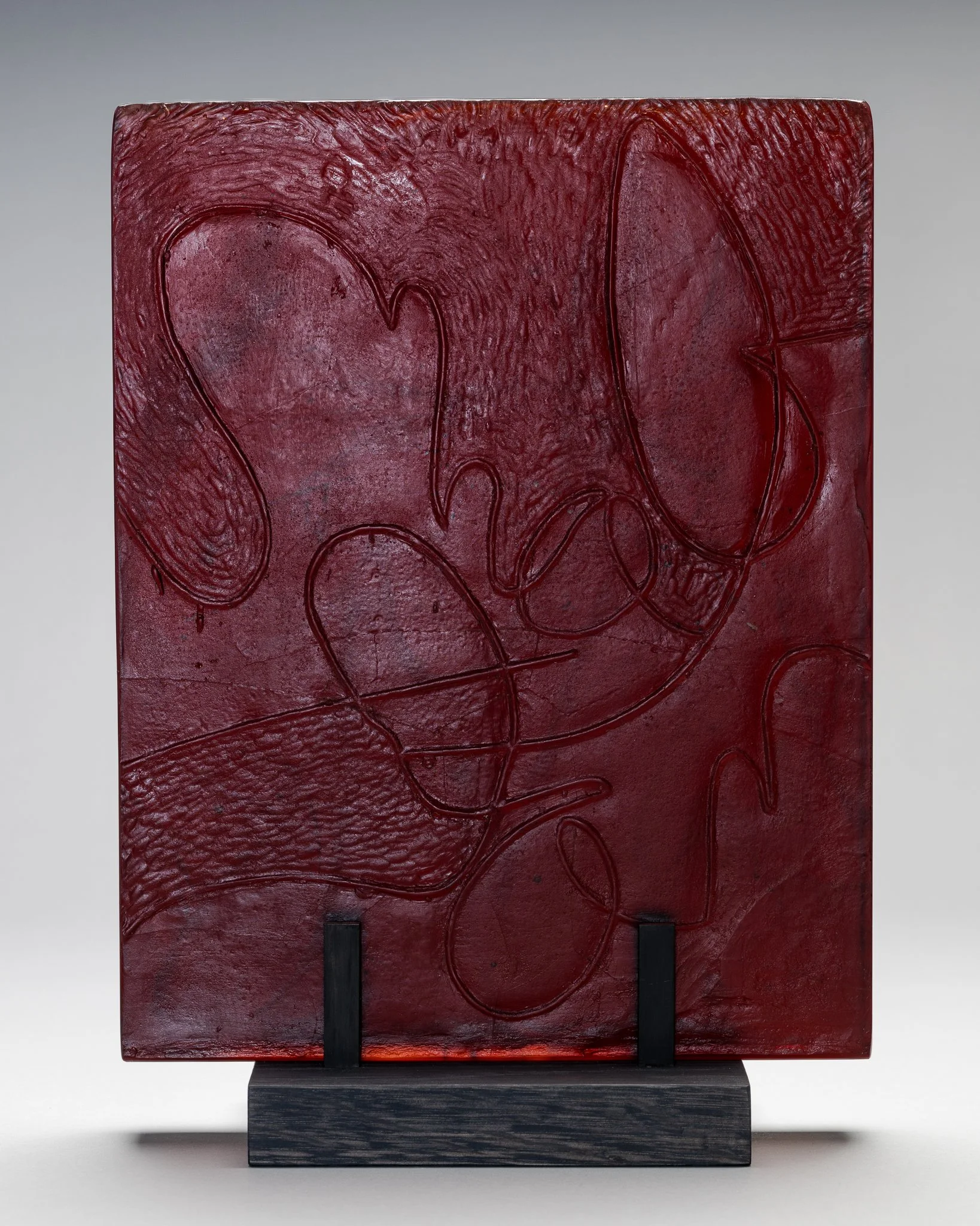   wyian-ianwy (Burnt Scarlet) , 2025  Cast glass  14h x 11w x1.5d   