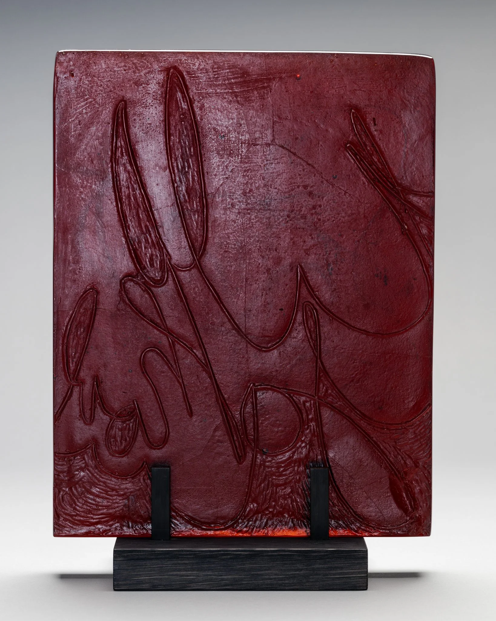   wyian-ianwy (Burnt Scarlet) , 2025  Cast glass  14h x 11w x1.5d   