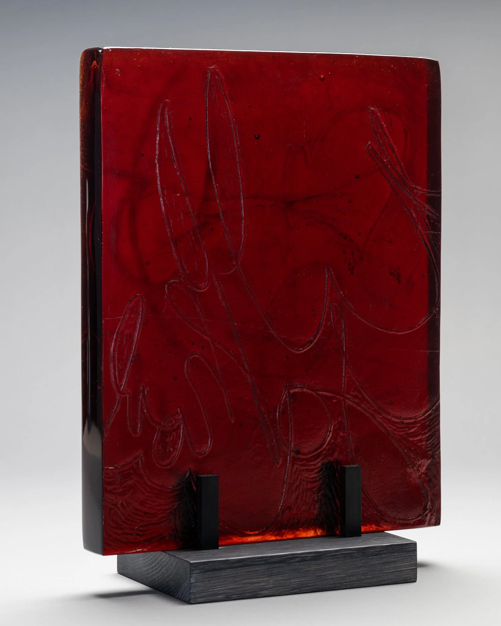   wyian-ianwy (Burnt Scarlet) , 2025  Cast glass  14h x 11w x1.5d   