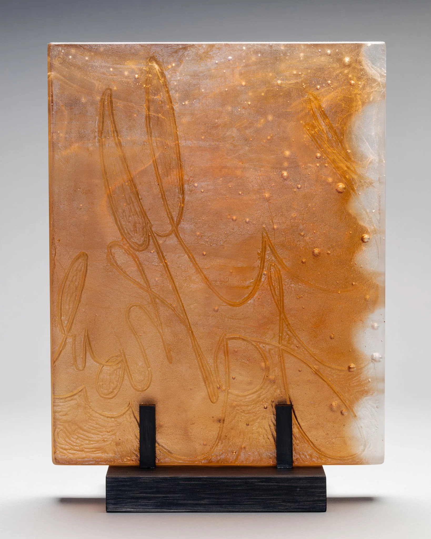   wyian-ianwy (Amber) , 2025  Cast glass  14h x 11w x1.5d   