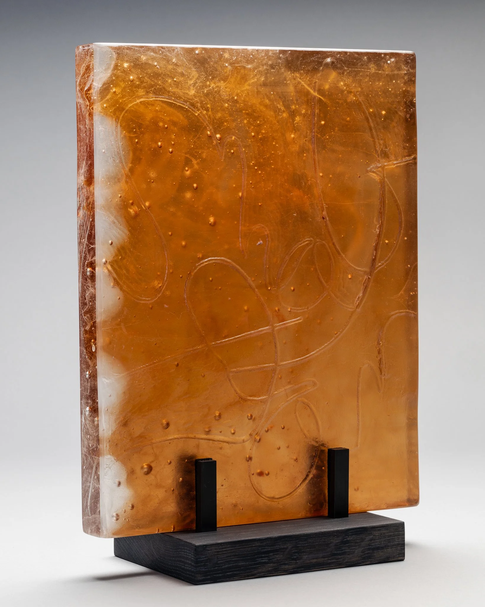   wyian-ianwy (Amber) , 2025  Cast glass  14h x 11w x1.5d   