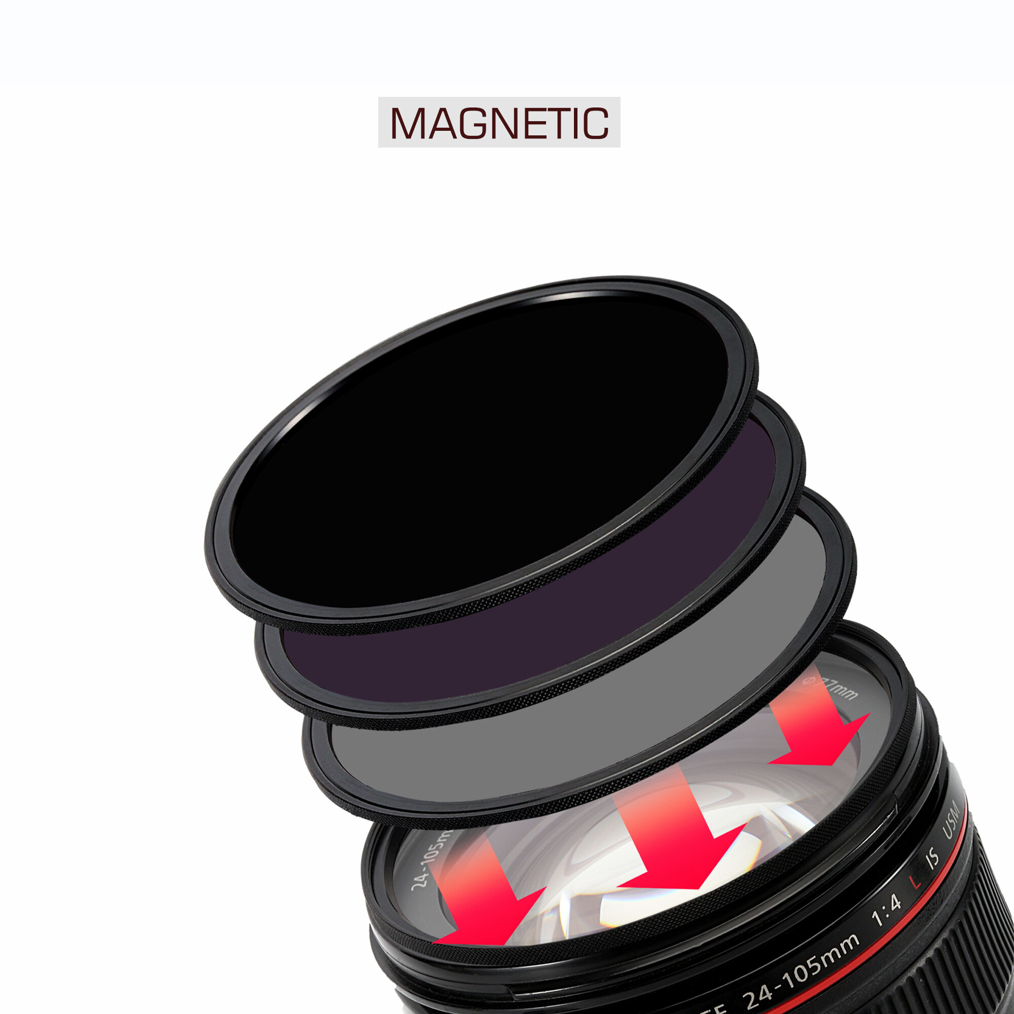 Kase Wolverine 77mm Magnetic Shockproof Tempered Optical Glass Filter Kit Includes Magnetic CPL MCUV ND64 & Case 77 