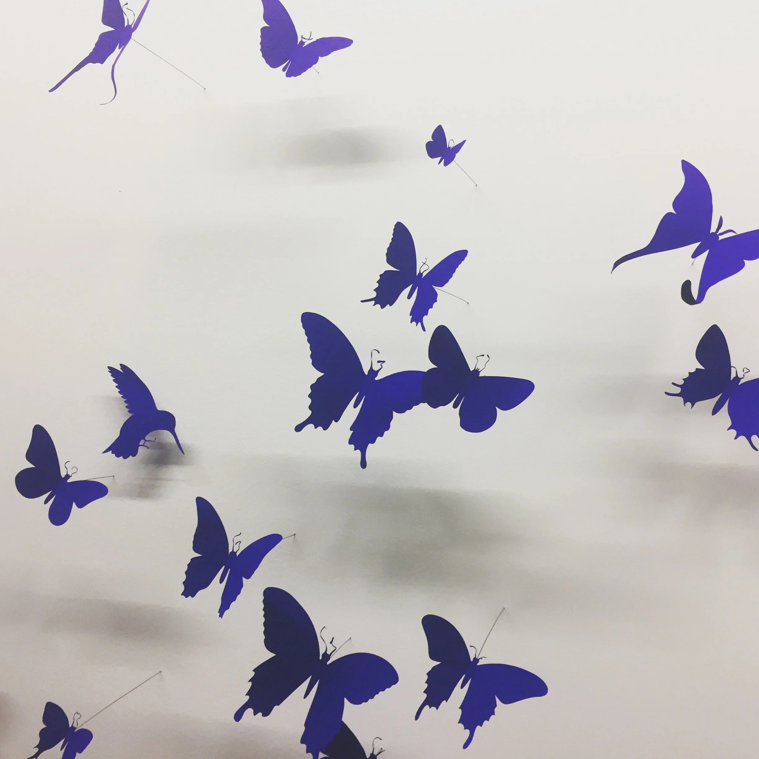  Artist: Paul Villinski  Detail shot of butterfly installation at Toyota Research Institute 