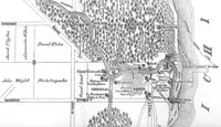 Map of Chicago, 1830 The original mouth of the Chicago River meandered to Lake Michigan