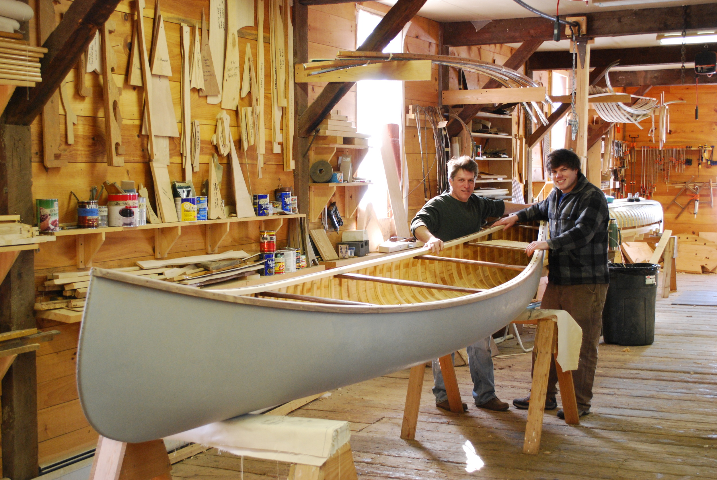 Canvas filled, gunwales attached, ready to go home