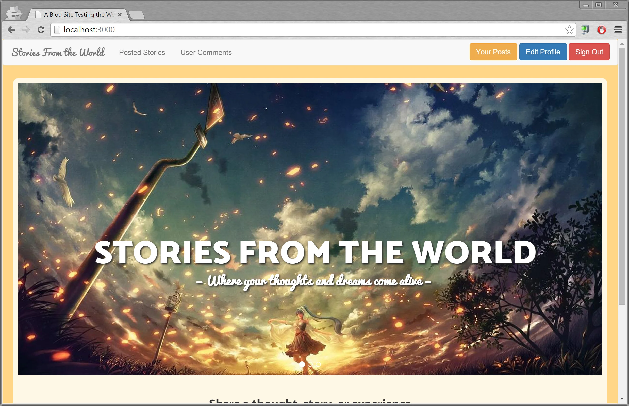  Stories of the World | Blog with database/login/activeAdmin  Home page with minor front-end enhancements  See the project on  GIthub  