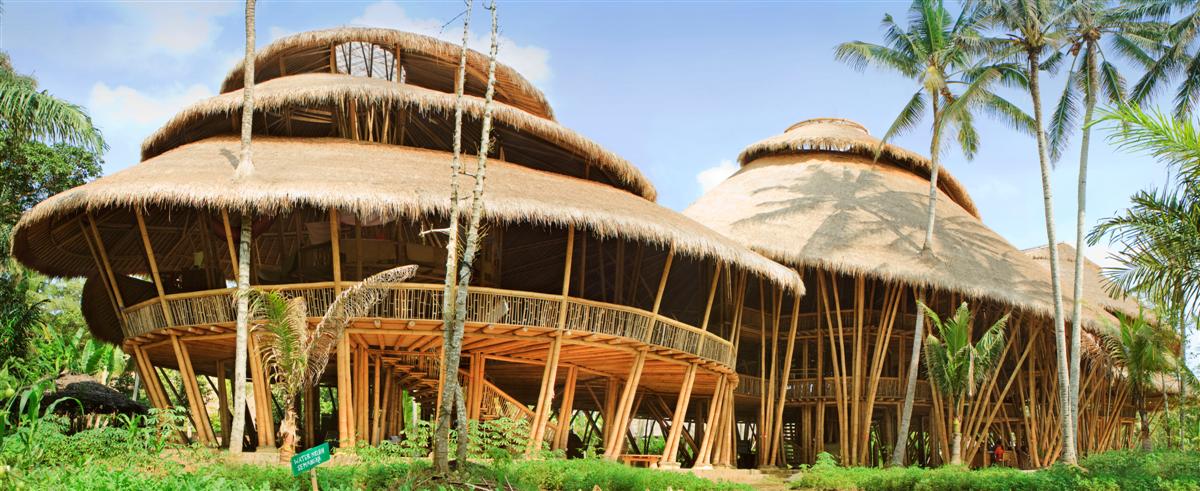 External photograph of the Green School Bali 