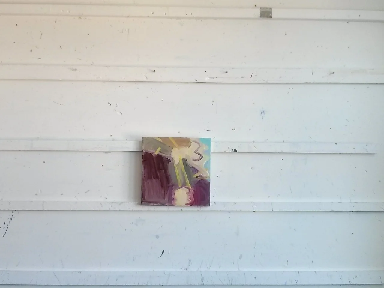 I’ve had no end of problems with this little 30x30cm painting. There must be some scale where the difficulties are in inverse proportion to the size of a painting. I have hung it in a corner of the studio and I think it seems resolved now, but I’m keeping an eye on it.