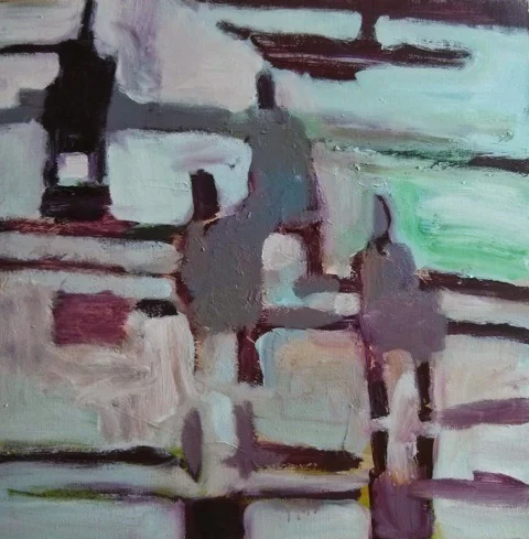 This painting is now in the Priseman-Seabrook Collection of 21st Century Painting. It is soon to be shown at Huddersfield Art Gallery. Here is a piece I have written to accompany the painting:
Swimmers, 2007 . Acrylic on canvas. 50 x 50cm.
Swimmers seem to recur as a subject in my painting. Figures interrupting the painterly surface of the sea, part dissolved and lost among the light and the waves. There is no horizon, the plane of the painting equated with the surface of the sea.
I start with small drawings made at the beach. Brief notations of figures and the patterns of moving water. The best drawings seem to me to be given from somewhere else; to be made without conscious thought overriding the process. Drawing something as transient as moving figures and water forces quick responses and can elicit unexpected results.
In the studio these drawings act not so much as reminders of a subject but they become the subject. The paintings looking at and learning from the marks made at speed and under pressure. I edit and copy these drawings over and over, slowing them down, seeking from them an approach to the painting.
I think the paintings have elements of sacrament; a quiet other space; a kind of baptism.