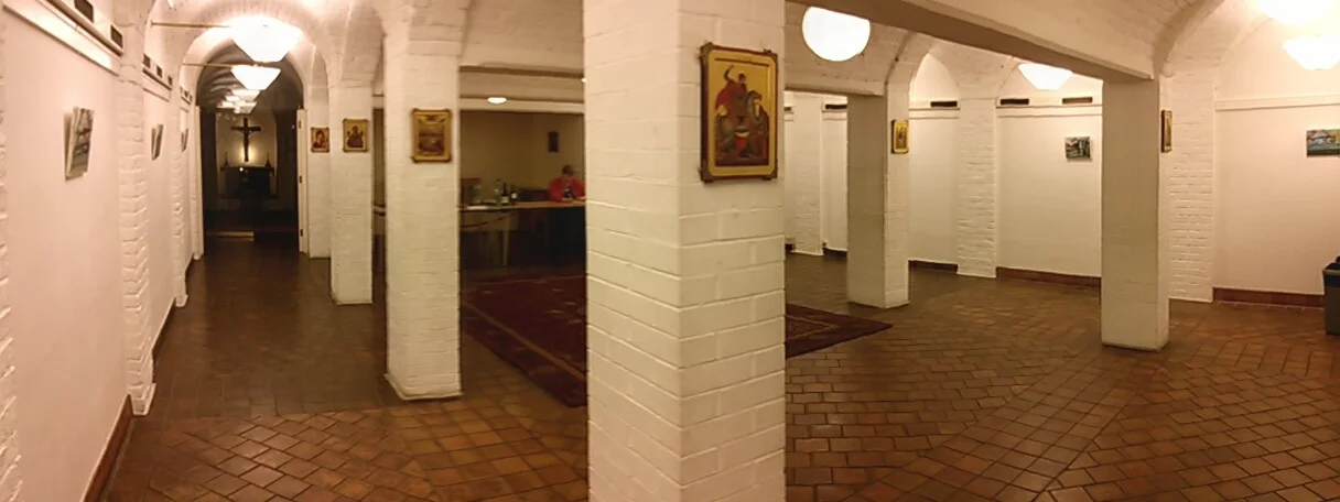 This is a view of the Crypt Hall at St. Marylebone Church where I am currently exhibiting as part of the Contemporary British Painting series. I am showing the series of small paintings of clouds over the sea that I made last winter and a few transcripts from Constable. See www.contemporarybritishpainting.com